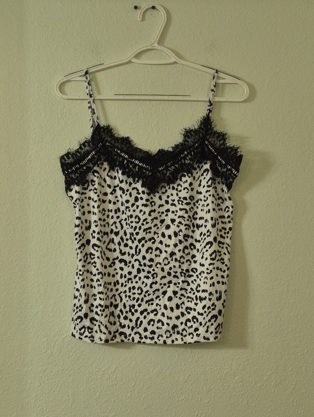 Leopard Print Lace-Trim Cami in Black & White